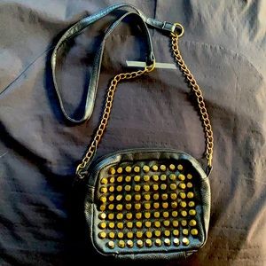 Cute gold brass studded crossbody with gold chain